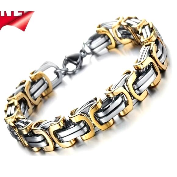 Unisex Classic Box Chain Bracelet Silver on Silver - Picture 3 of 6